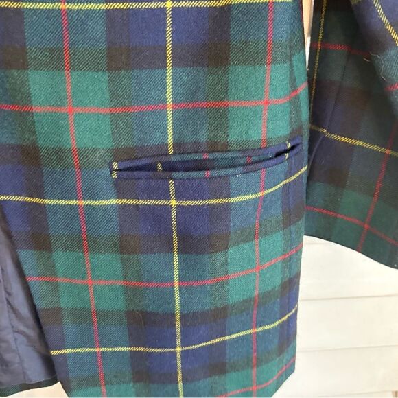 Amanda Smith Wool Green Plaid Blazer Size 8 - Picture 4 of 9